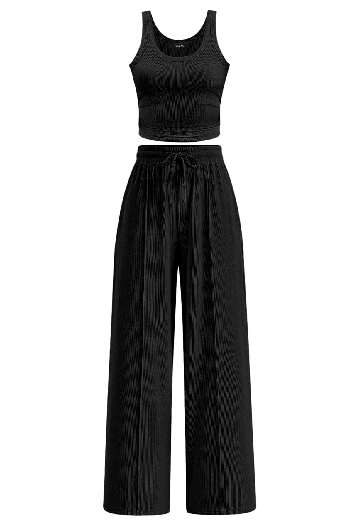 CFLONGE Summer Two Piece Sets for Women Casual Lounge Sets Tank Tops Wide Leg Pants Matching Set Travel Outfits Tracksuits