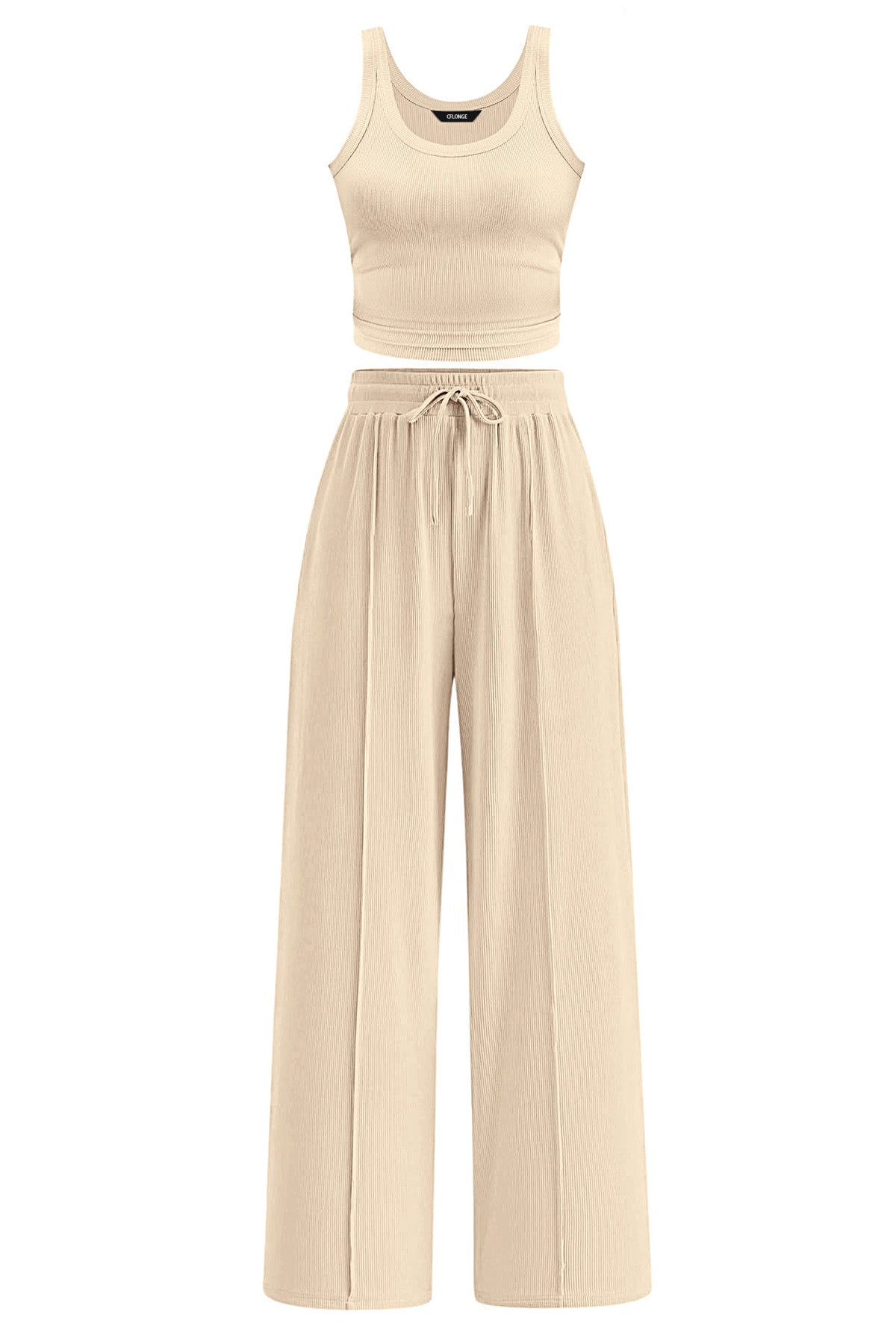 CFLONGE Summer Two Piece Sets for Women Casual Lounge Sets Tank Tops Wide Leg Pants Matching Set Travel Outfits Tracksuits