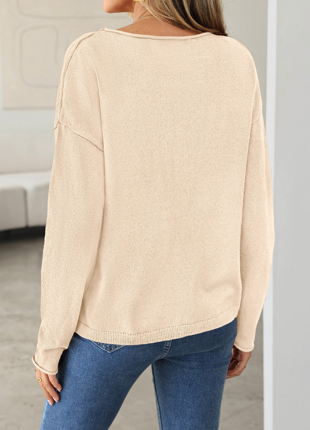 CFLONGE Womens Fall Oversized Sweaters Rolled Neck Knit Tops Boat Neck Sweater, Lightweight Oversized Knit Tops, Long Sleeve Pullover Sweaters, Business Casual Work Outfits, Fall Fashion