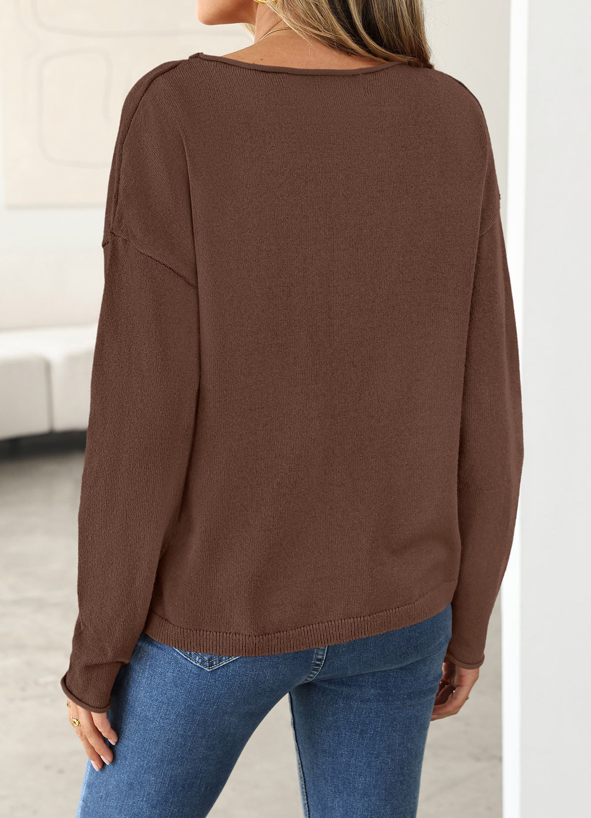 CFLONGE Womens Fall Oversized Sweaters Rolled Neck Knit Tops Boat Neck Sweater, Lightweight Oversized Knit Tops, Long Sleeve Pullover Sweaters, Business Casual Work Outfits, Fall Fashion