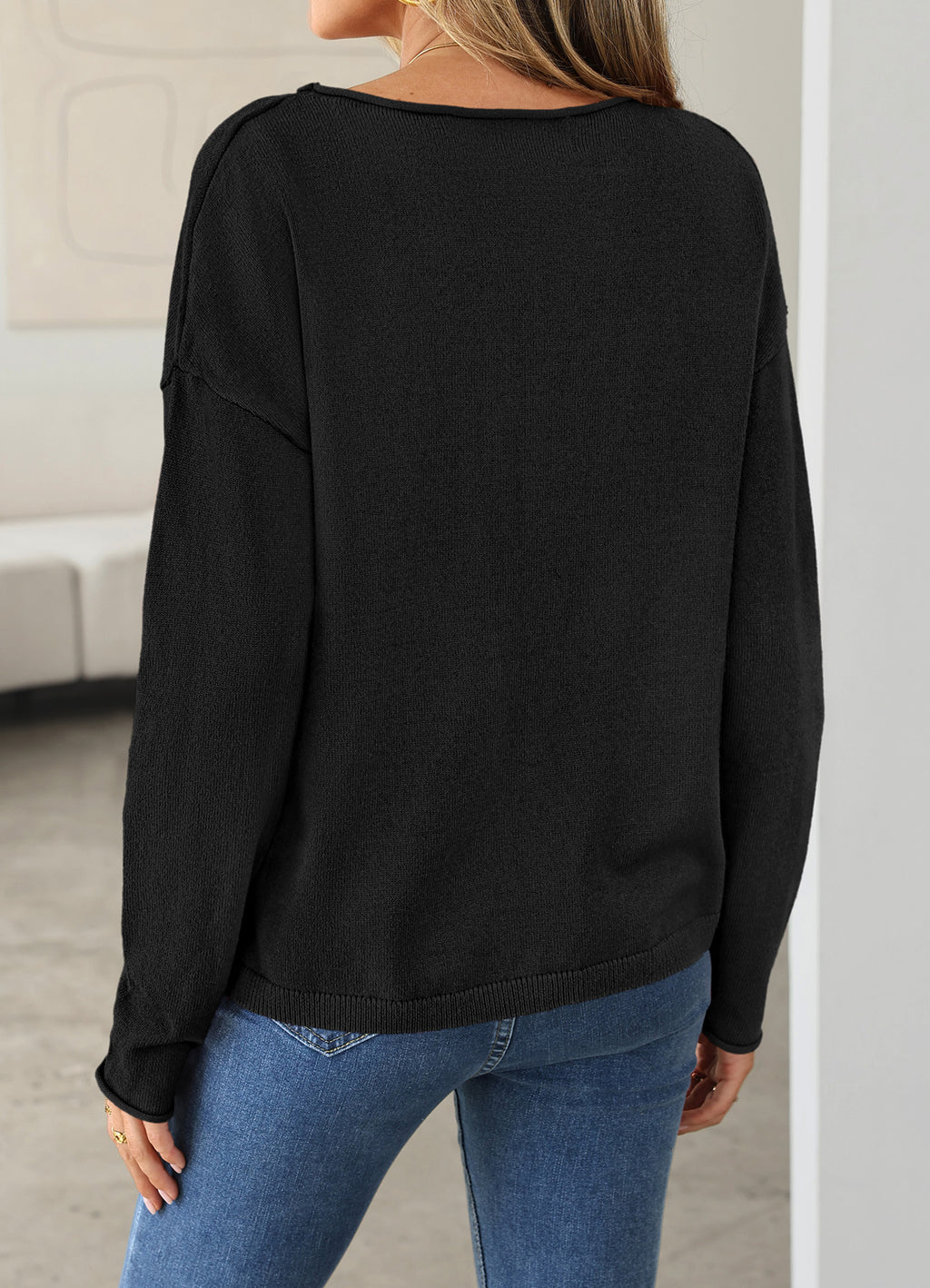 CFLONGE Womens Fall Oversized Sweaters Rolled Neck Knit Tops Boat Neck Sweater, Lightweight Oversized Knit Tops, Long Sleeve Pullover Sweaters, Business Casual Work Outfits, Fall Fashion