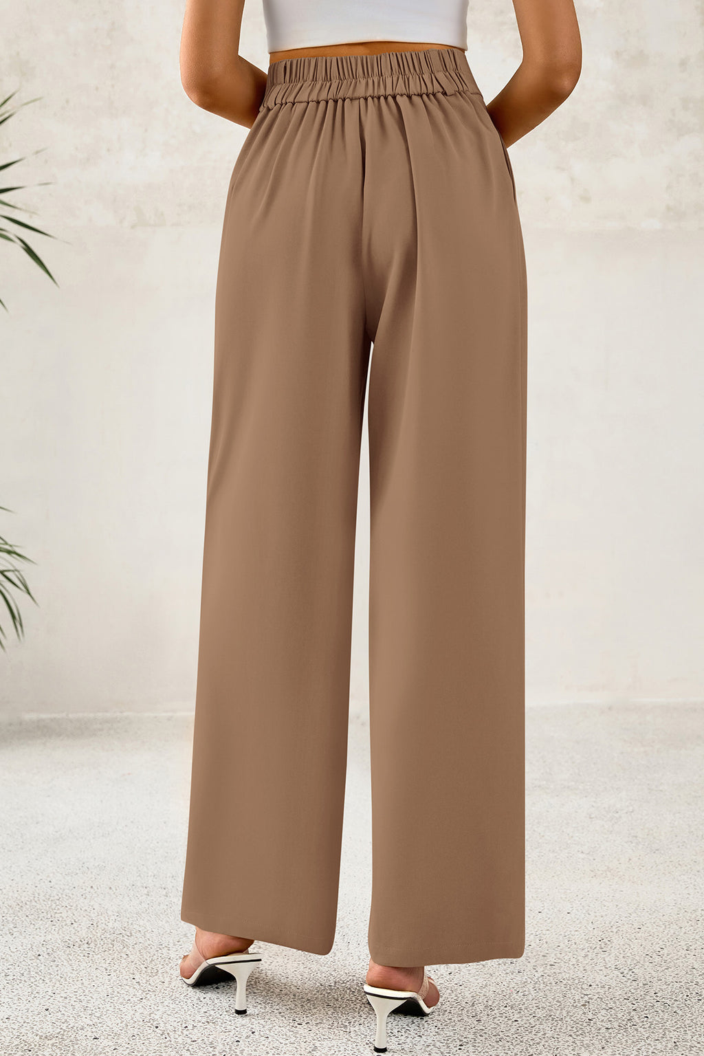 CFLONGE Women Wide Leg Dress Pants High Waist Work Trousers Button Pleated Slacks Palazzo Pants Business Casual Outfits