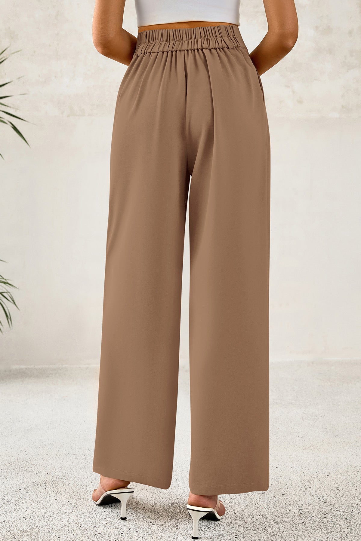 CFLONGE Women Wide Leg Dress Pants High Waist Work Trousers Button Pleated Slacks Palazzo Pants Business Casual Outfits