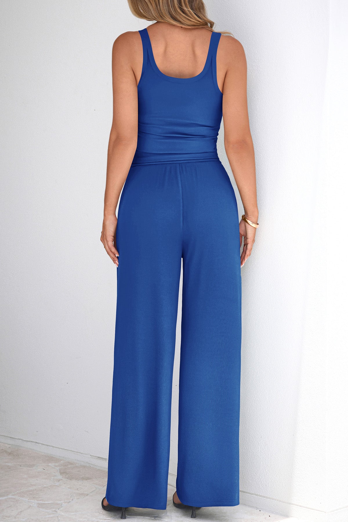CFLONGE Summer Two Piece Sets for Women Casual Lounge Sets Tank Tops Wide Leg Pants Matching Set Travel Outfits Tracksuits