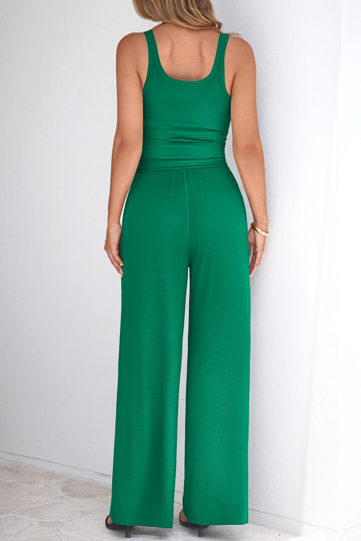 CFLONGE Summer Two Piece Sets for Women Casual Lounge Sets Tank Tops Wide Leg Pants Matching Set Travel Outfits Tracksuits