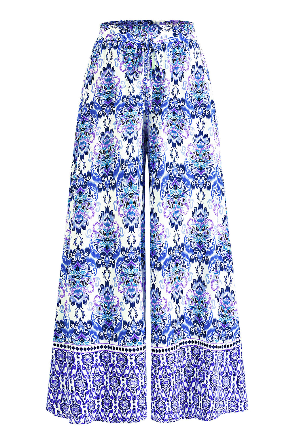 CFLONGE Women Wide Leg Pants Casual High Waist Floral Palazzo Pants for Women Flowy Trendy Lounge Boho Beach Trousers Pockets