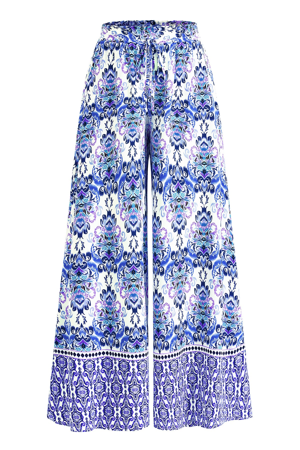 CFLONGE Women Wide Leg Pants Casual High Waist Floral Palazzo Pants for Women Flowy Trendy Lounge Boho Beach Trousers Pockets