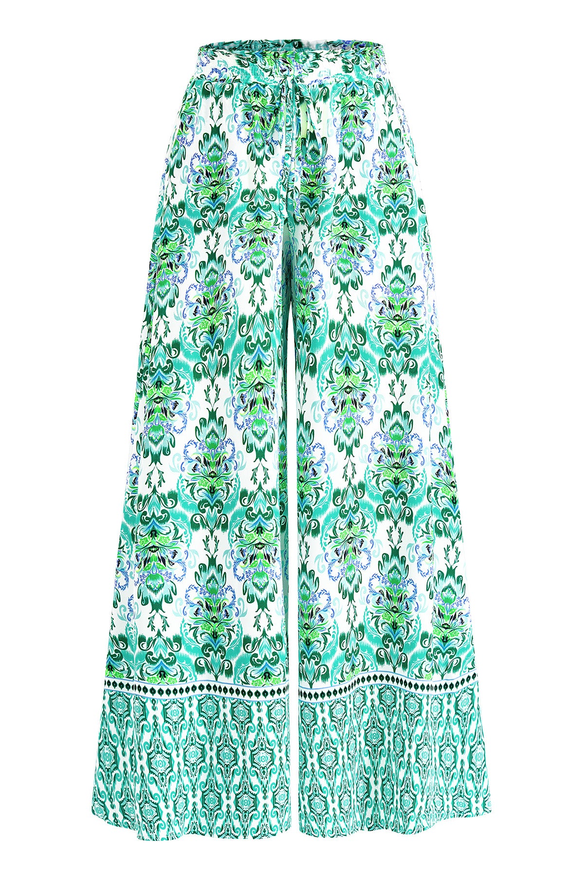 CFLONGE Women Wide Leg Pants Casual High Waist Floral Palazzo Pants for Women Flowy Trendy Lounge Boho Beach Trousers Pockets