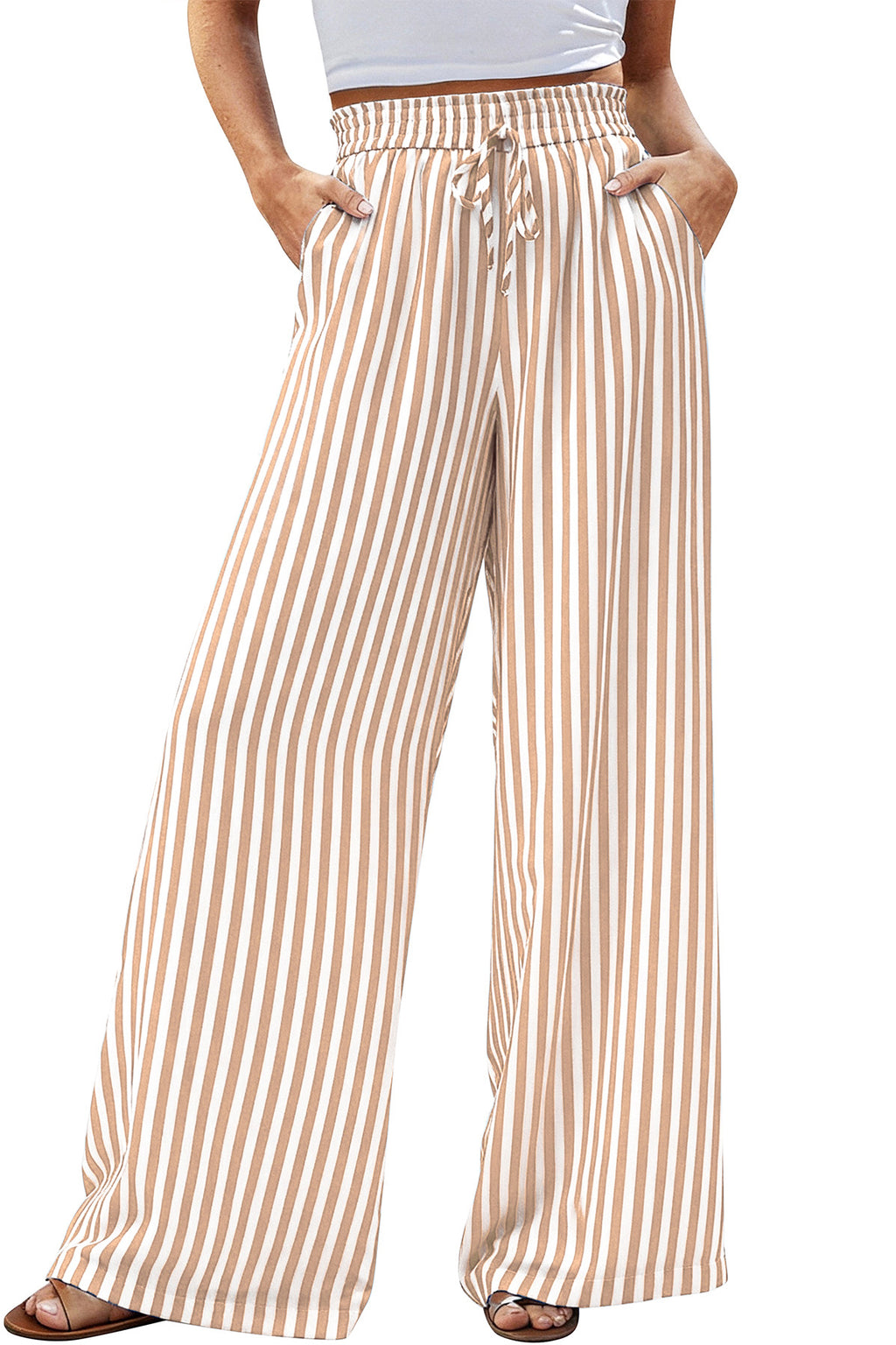 CFLONGE Palazzo Pants for Women Casual 2026 Summer High Waist Floral Wide Leg Pant Trendy Boho Trousers Fashion Beach Outfits