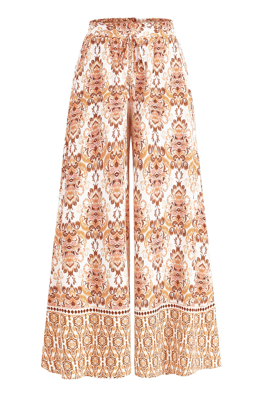 CFLONGE Women Wide Leg Pants Casual High Waist Floral Palazzo Pants for Women Flowy Trendy Lounge Boho Beach Trousers Pockets